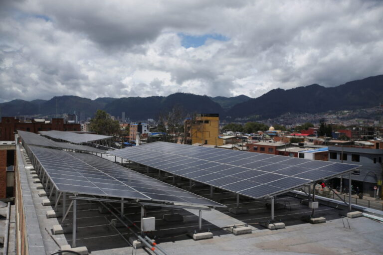 Solar panels installed at the Electricity, Electronics and Telecommunications Center, South Complex of the Capital District Regional in Bogota