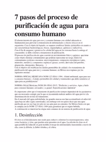 El Proceso de Purificación del Agua para Consumo Humano: Un Viaje Esencial para la Vida y el Medio Ambiente